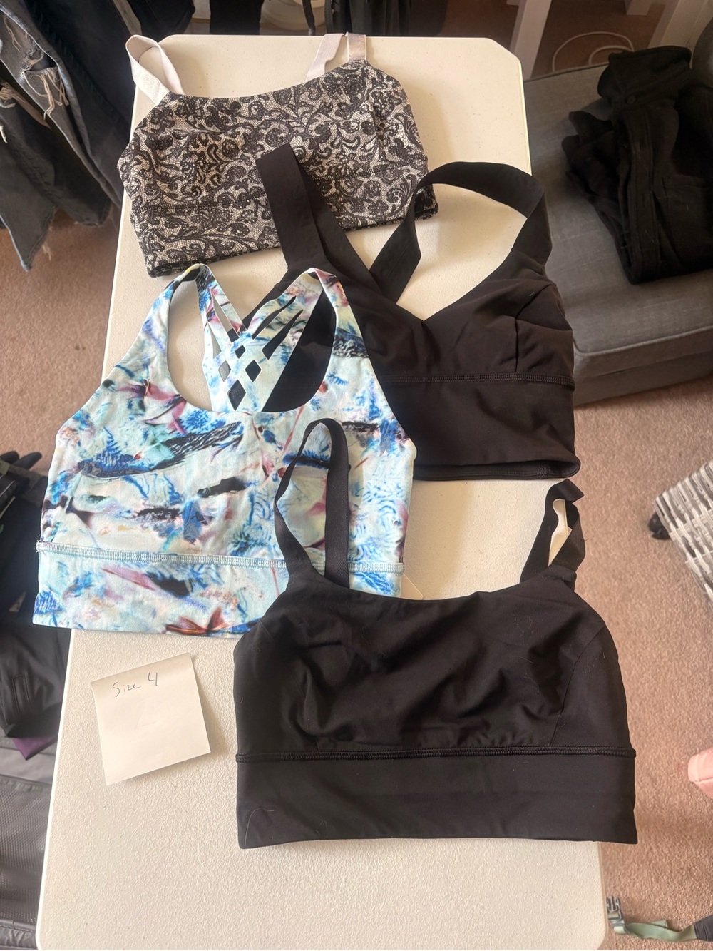 lululemon athletica Women's Mixed Sports Bra Set - Black, White, Blue Print